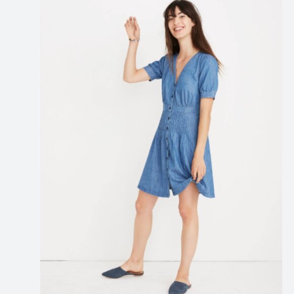 Madewell Blue Button-Down Dress - Picture 2 of 5